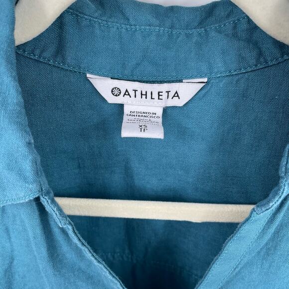 Athleta Playa Linen Tie Wrap Top Borealis Green Size XS - Picture 3 of 10